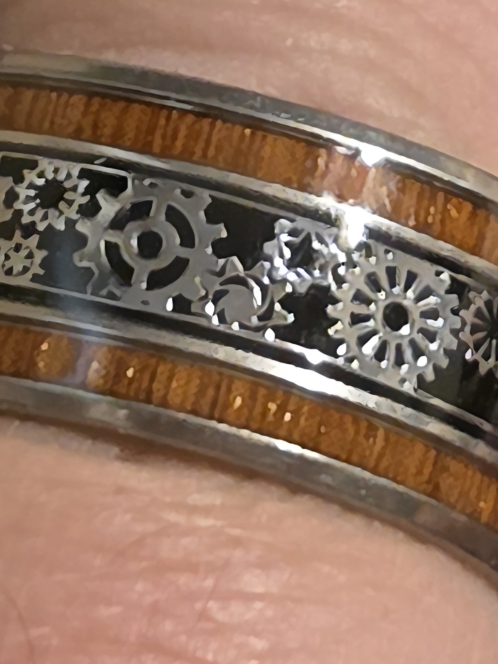 Men's Steampunk Tree Ring Wedding Band Size 11 | River Wood + Sterling Silver